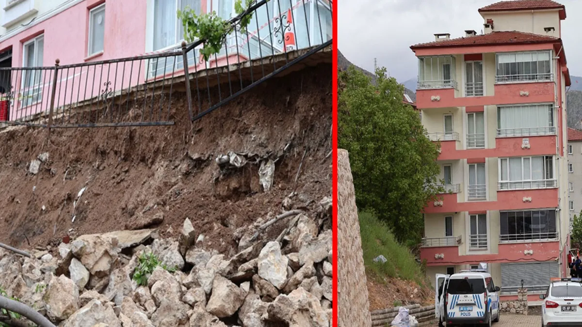 Amasya'da facianın eşiğinden dönüldü: 5 katlı binanın istinat duvarı çöktü!