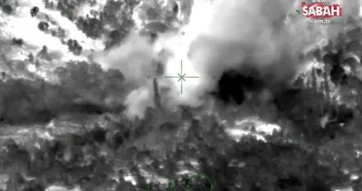 PKK’nın mühimmat deposunun havaya uçurulduğu anlar kamerada!