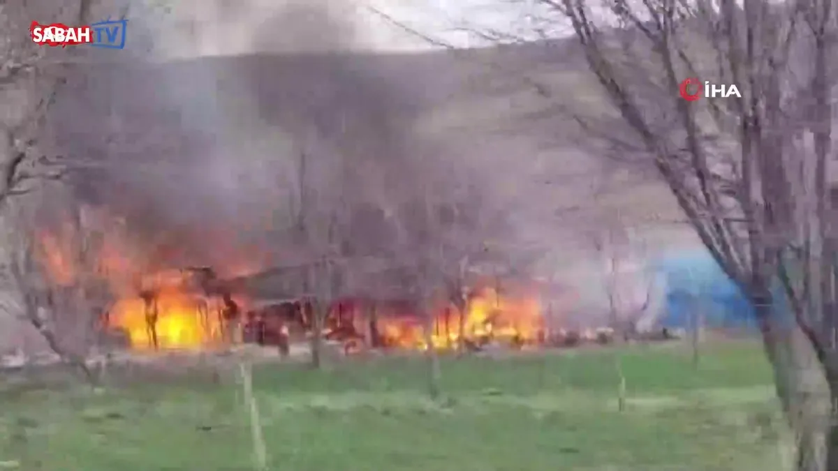 Oltu’da korkutan yangın: Arı kovanları yandı | Video
