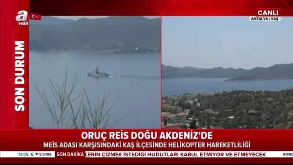 Oruç Reis Doğu Akdeniz'de! Türk taarruz helikopterleri Antalya Kaş açıklarında devriyede | Video