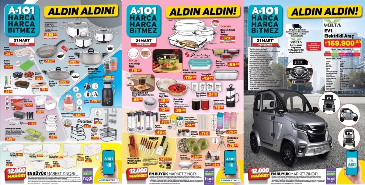 A101 AKTÜEL 19 MART KATALOĞU YAYINDA! Elektrikli araç geliyor… A101 ...