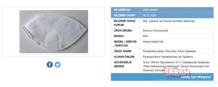 Bakanlık tek tek ifşa etti! İşte güvensiz çıkan maskeler ve markaları