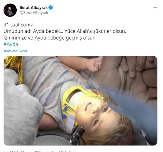 Son Dakika Hazine Ve Maliye Bakani Albayrak Tan Ayda Bebege Gecmis Olsun Mesaji Son Dakika Haberler