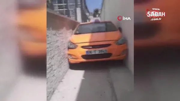 Ankara’da polisten kaçan taksi sürücüsü 2 duvar arasına sıkıştı | Video