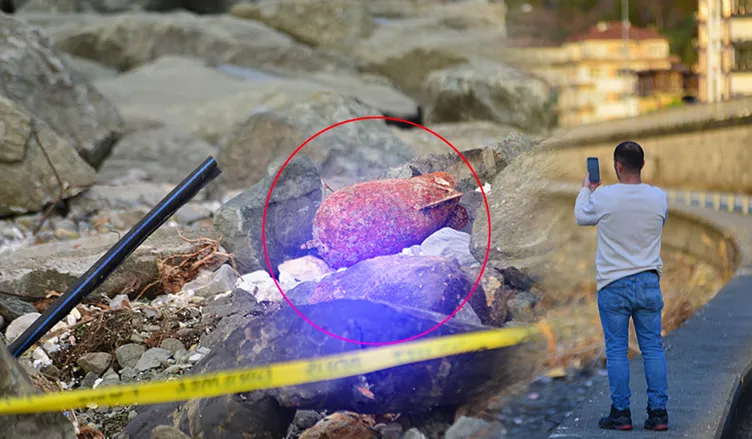 Rize’de sahil kenarında patlamamış ‘su altı bombası’ bulundu!