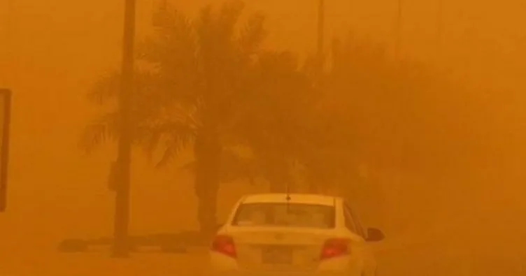 Suudi Arabistan’da gökyüzü kızıla döndü! Kum fırtınası bu hale getirdi