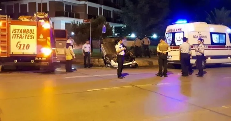 Caddebostan’da otomobil taklalar attı: 1 ağır yaralı