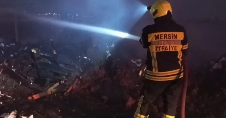 Tarsus’ta domates serasında çıkan yangın zarara neden oldu