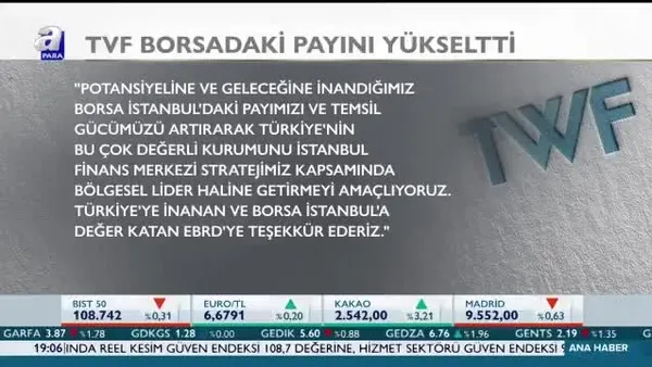 TVF'nin borsadaki payı yükseldi
