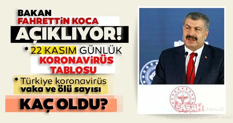 SON DAKİKA HABERİ! 22 Kasım korona tablosu! 22 Kasım Türkiye’de koronavirüs vaka ve ölü sayısı kaç oldu? Sağlık Bakanlığı günlük son durum tablosu