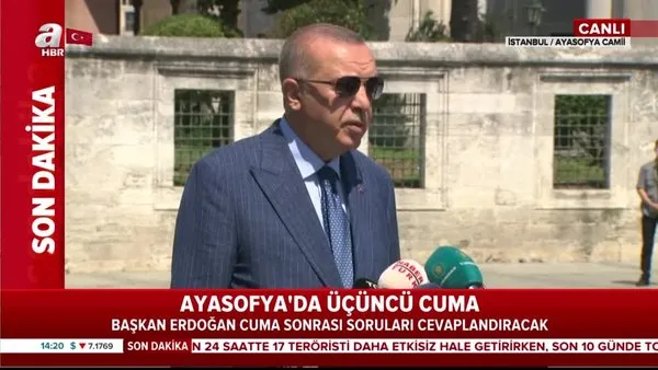 Son Dakika Haberi | Cumhurbaşkanı Erdoğan'dan Ayasofya Camii'de Cuma namazı sonrası önemli açıklamalar | Video