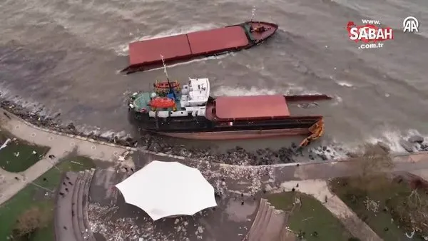 Zonguldak'ta ikiye bölünen gemi görüntülendi | Video