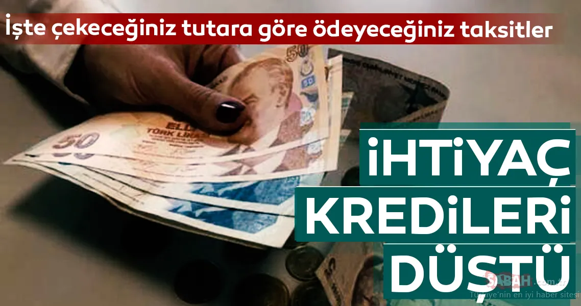 İhtiyaç kredisi faizleri düştü! İşte çekeceğiniz tutara göre ödeyeceğiniz taksitler