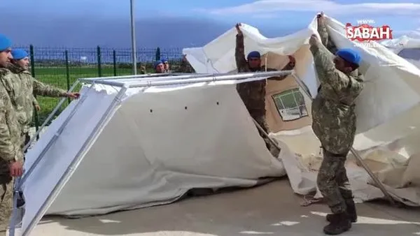 MSB: Mehmetçik, deprem bölgesinde çadır kurma faaliyetlerine aralıksız destek vermeye devam ediyor | Video