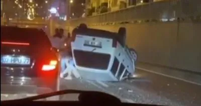 Alanya’da kontrolden çıkan otomobil takla attı #antalya