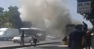 İETT otobüsü alev alev yandı! Dumanlar gökyüzünü kapladı