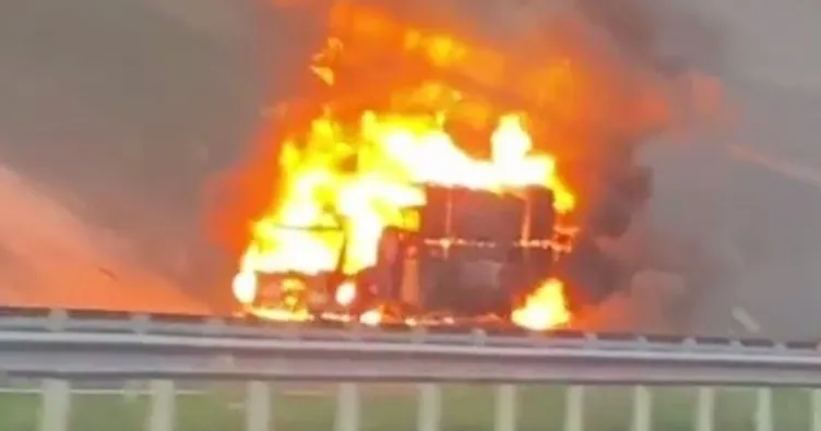 Karton yüklü kamyonet alev topuna döndü!