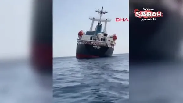 Ahşap yük taşıyan gemi Antalya körfezi'nde yan yattı | video