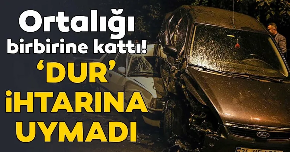 Polisten kaçan şüpheliler park halindeki 6 otomobile çarptı