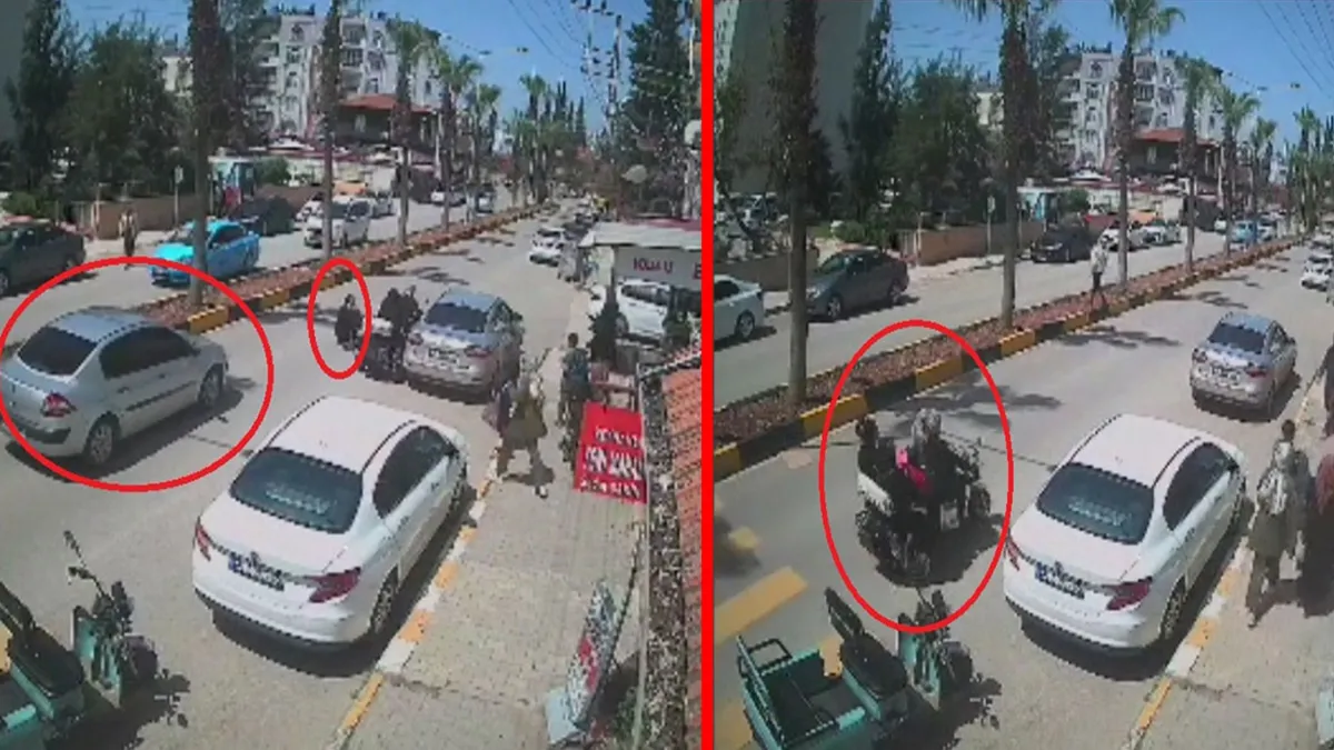 Reyhanlı'da elektrikli motosiklet otomobile çarptı: Kadın ve çocuk yola savruldu! O anlar güvenlik kamerasında… Reyhanlı'da elektrikli motosiklet otomobile çarptı: Kadın ve çocuk yola savruldu! O anlar güvenlik kamerasında…