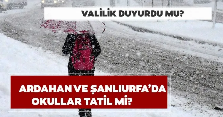 Ardahan ve Şanlıurfa’da bugün okullar tatil mi? Yoğun kar yağışı nedeniyle Şanlıurfa ve Ardahan’da okullar tatil olacak mı?