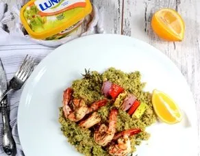 Pesto ve Kinoalı  Karides