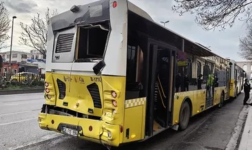 İETT otobüsleri durakta çarpıştı