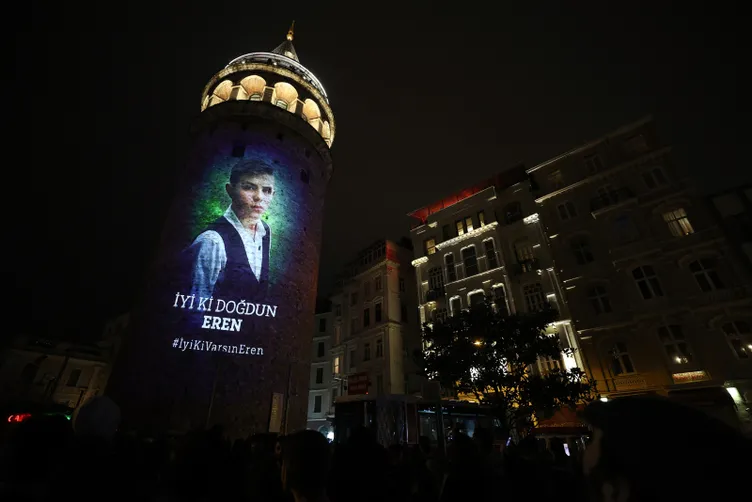 Eren Bülbül’ün doğum gününe özel görseller Galata Kulesi’ne yansıtıldı!