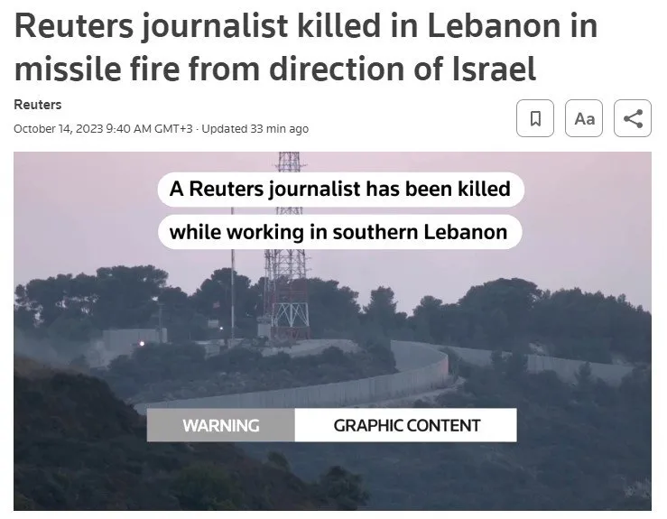Bu kadarına pes! Batı’nın ‘özgür’ basını toz kondurmadı! İsrail’in öldürdüğü Reuters muhabiri için skandal manşet!