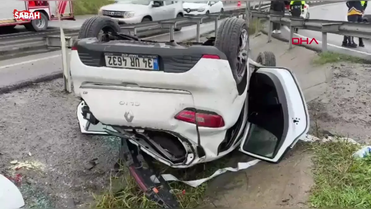 Göktürk’te virajı alamayan araç takla attı! O anlar kamerada