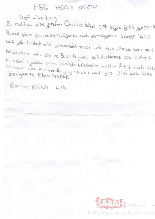 Ebru Yaşar’ı ağlatan mektup!