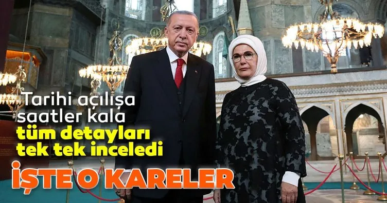 Cumhurbaşkanı Erdoğan ve MHP lideri Bahçeli Ayasofya Camii'nde incelemelerde bulundu