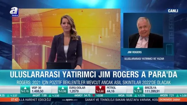 Dünyaca ünlü yatırımcı Jim Rogers: Türkiye çok heyecan verici bir ülke olabilir