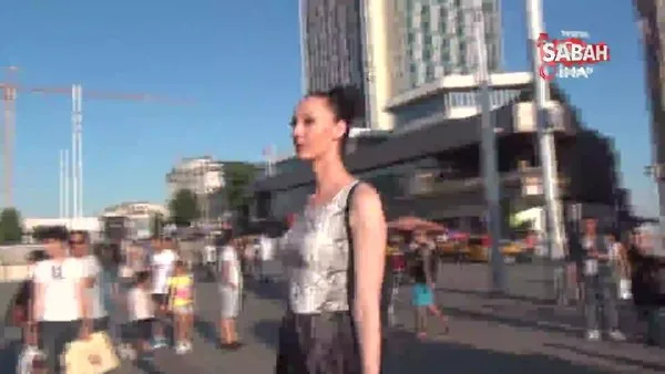Taksim Meydanı'nda Ukraynalı kadın basketbolcu çareyi koşarak kaçmakta buldu!
