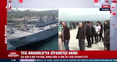 TCG Anadolu gemisine ziyaretçi akını! Kilometrelerce kuyruk oluştu | Video