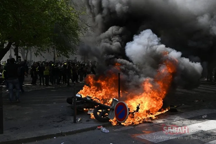 Fransa’da Sarı Yeleklilerin eylemleri 23’üncü haftasına girdi... Araçlar ateşe verildi...