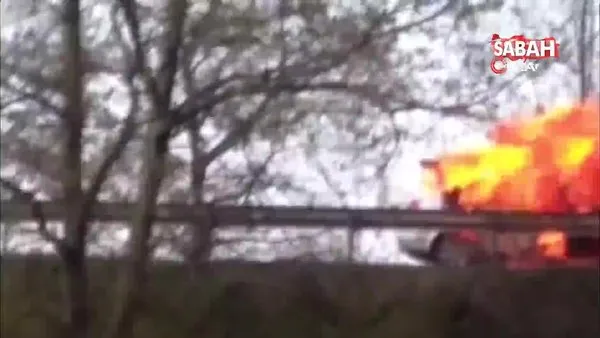 TEM Otoyolunda seyir halindeki otomobil alev alev yandı | Video