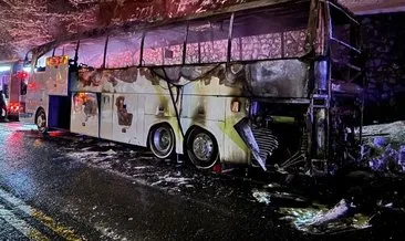 Polisleri taşıyan otobüs Zigana Dağı’nda alev aldı