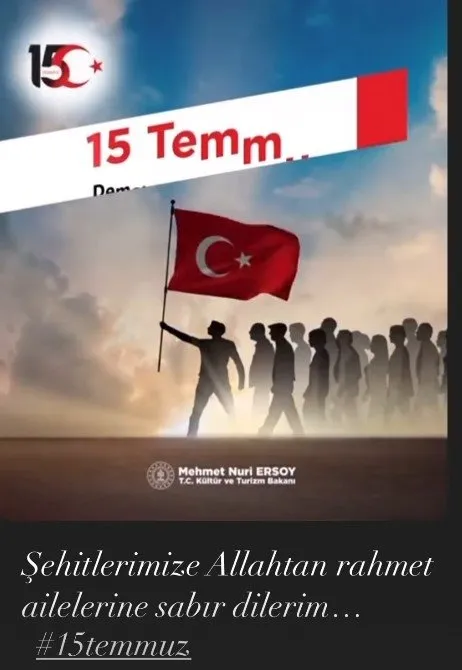 Ünlü isimlerden '15 Temmuz Demokrasi ve Milli Birlik Günü' paylaşımları! "Kalbimizde hala aynı sızı"