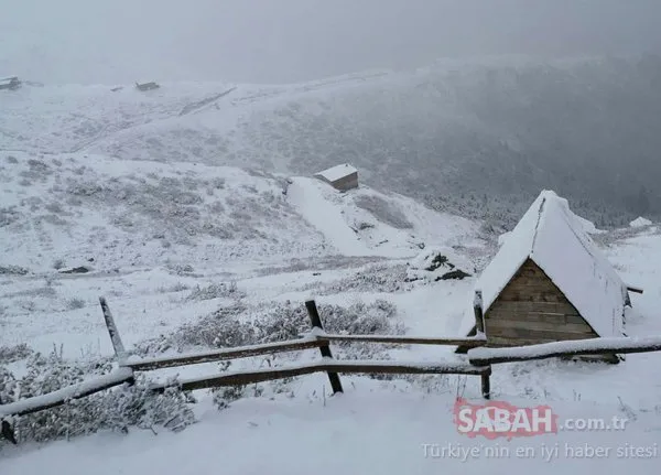 Rize, Ordu ve Giresun'un yaylaları beyaza büründü! İşte büyüleyen kareler...