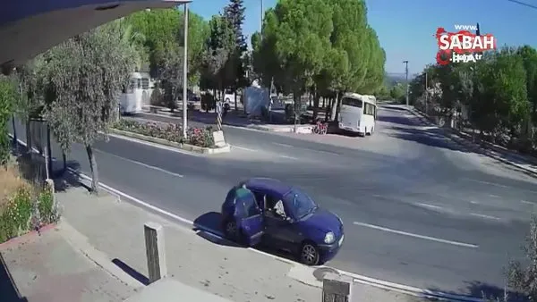 Ambulans park halindeki araca çarptı, sürücü ölümden saniyelerle kurtuldu | Video