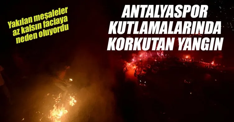 Antalyaspor kutlamalarında korkutan yangın