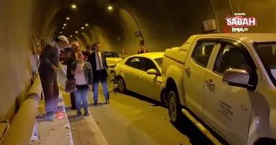 Tünel içerisinde zincirleme trafik kazası: 1 yaralı | Video
