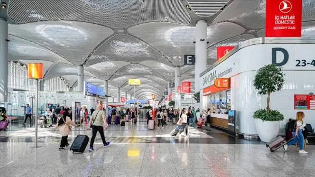 İstanbul Havalimanı'nda uçakların pistte ilerlediği bir görüntü.