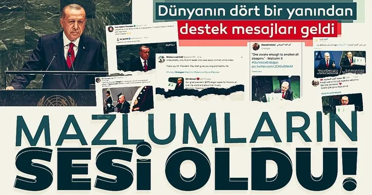 Başkan Erdoğan BM'de mazlumların sesi oldu! Dünyadan destek mesajları yağdı