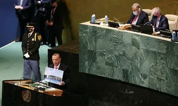 Son dakika: Başkan Erdoğan, BM kürsüsünden dünyaya 3 kare ile mesaj verdi