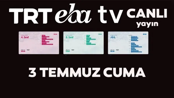 TRT EBA TV izle! (3 Temmuz Cuma) Ortaokul, İlkokul, Lise dersleri 'Uzaktan Eğitim' canlı yayın | Video