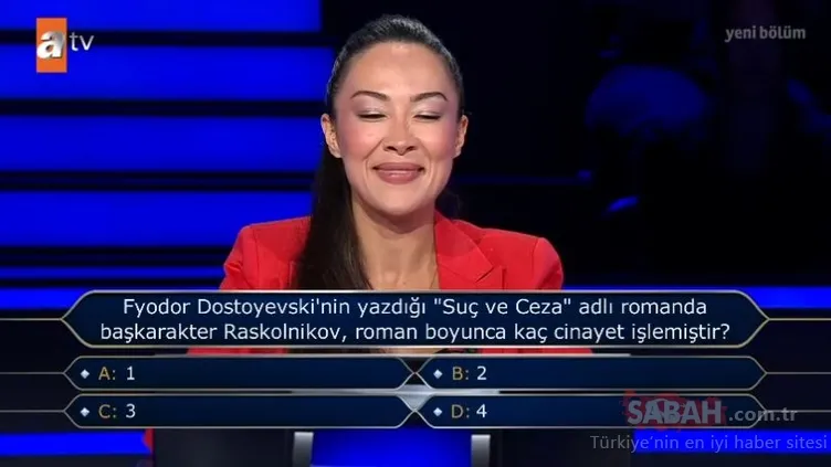 Kim Milyoner Olmak İster’de 300 bin liralık soru heyecan yarattı! Milyoner’e damga vuran ’Suç ve Ceza’ sorusu…