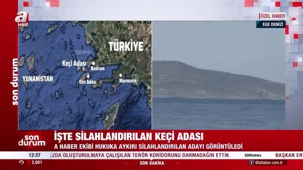 Son Dakika: A Haber Yunanistan'ın silahlandırdığı Keçi Adası'nı görüntüledi! | Video