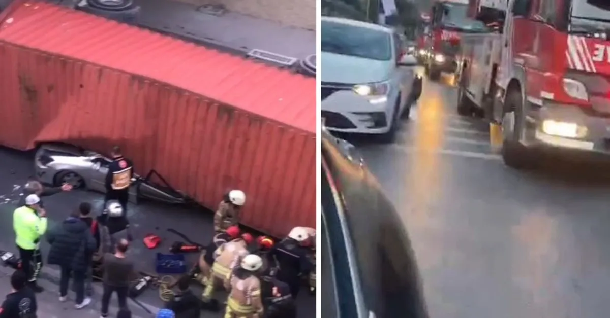 SON DAKİKA | Bakırköy'de feci kaza: TIR köprüye çarptı, aracın üzerine devrildi